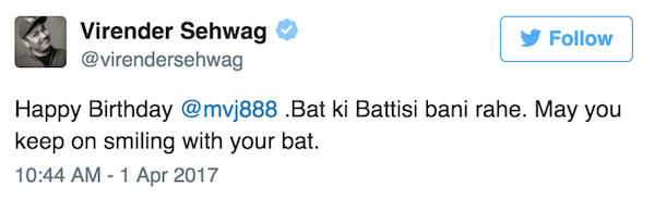 Virender Sehwag tweet