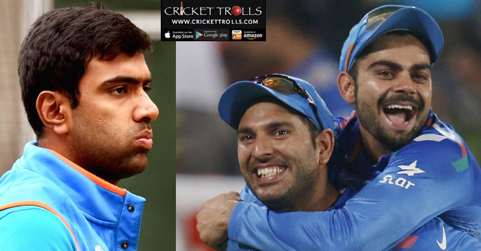 Yuvraj Singh trolls Ravichandran Ashwin for photobombing his picture with Virat Kohli