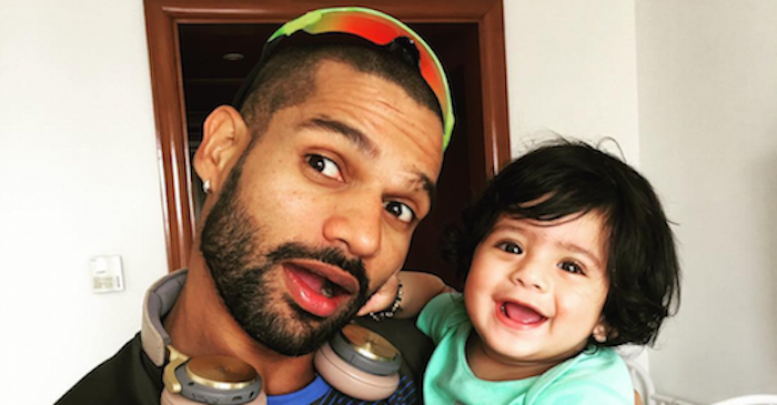 Shikhar Dhawan shares a light moment with Harbhajan Singh’s daughter Hinaya Heer