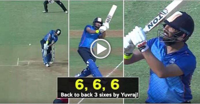 WATCH: Yuvraj Singh smashing 3 consecutive sixes off Aniket Choudhary in Syed Mushtaq Ali Trophy