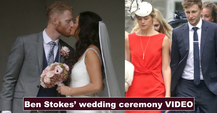 WATCH: Ben Stokes marries his longtime girlfriend Clare Ratcliffe; Joe Root & others attend the wedding ceremony