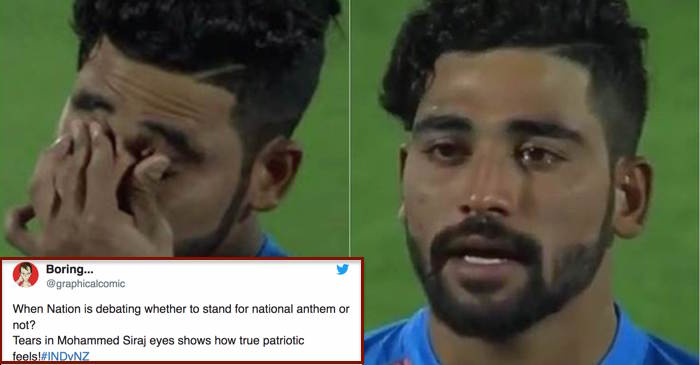 Mohammed Siraj gets EMOTIONAL after the Indian national anthem; Twitter salutes the debutant