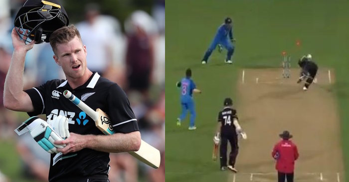 James Neesham banters with fans after being outsmarted by MS Dhoni in Wellington