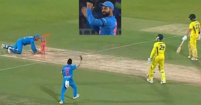 WATCH: MS Dhoni runs two Australian batsmen out on one delivery in Vizag