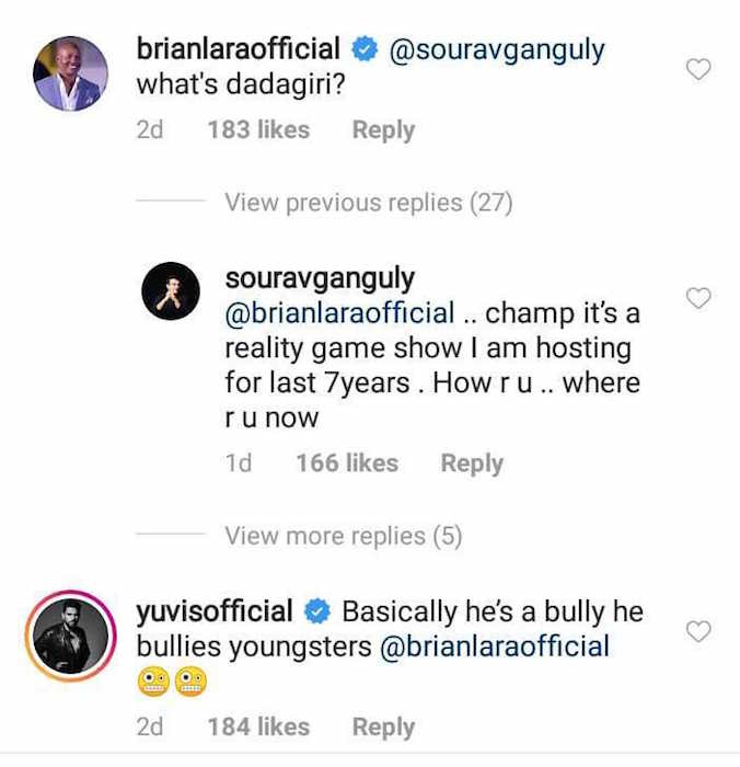 Brian Lara, Sourav Ganguly, Yuvraj Singh instagram