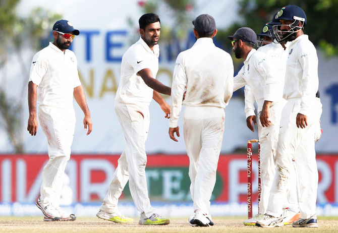 R Ashwin with teammates