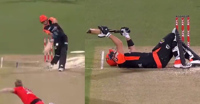 WATCH: Liam Livingstone gets hit on the soft area twice during a BBL clash against Melbourne Renegades