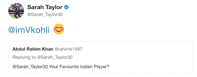 Sarah Taylor tweet