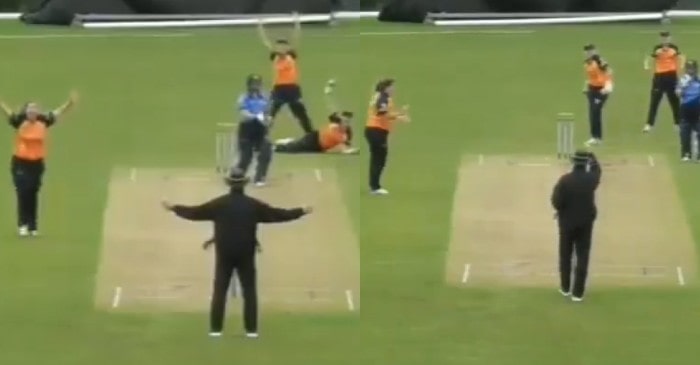 Umpire first signals a ‘wide’, soon reverses his decision to ‘out’ in Ireland Women’s Super 50 series