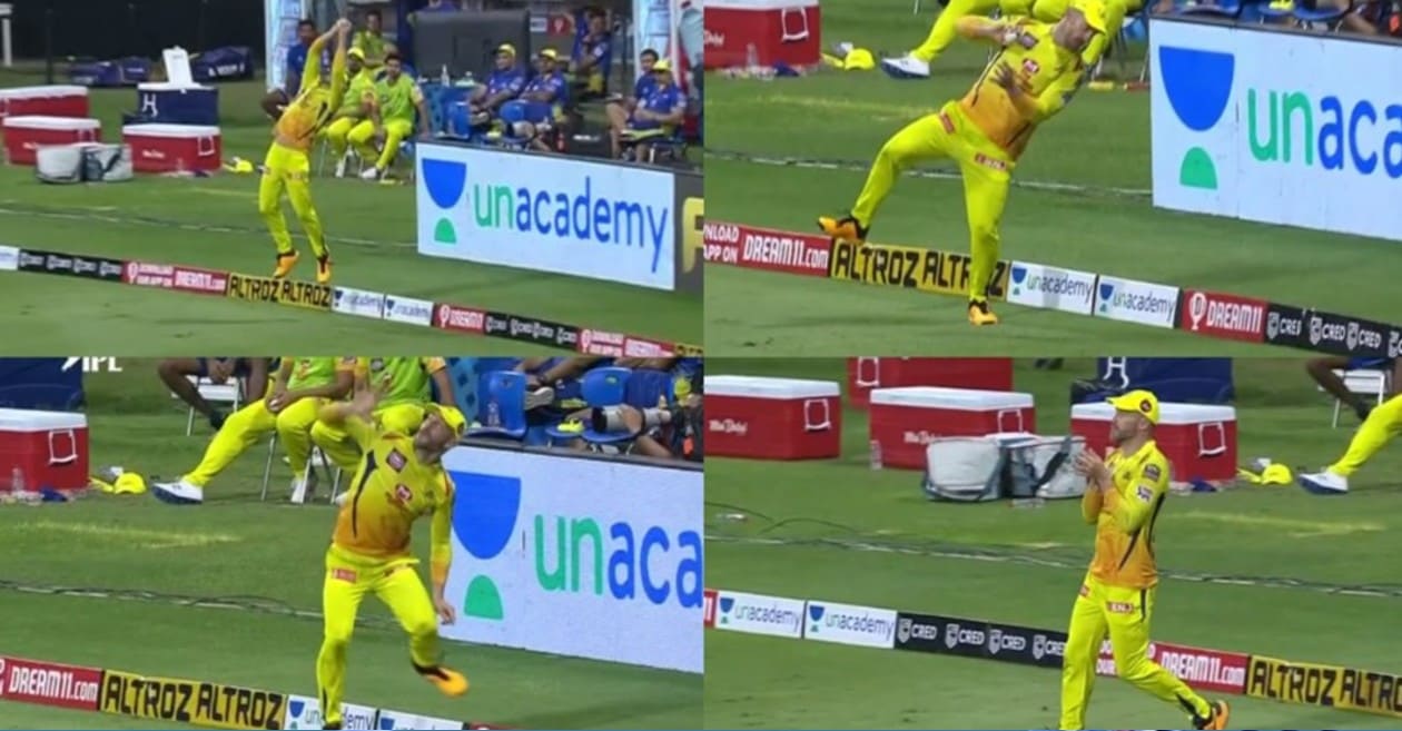 IPL 2020 – WATCH: Faf du Plessis grabs back to back stunners to dismiss Saurabh Tiwary and Hardik Pandya