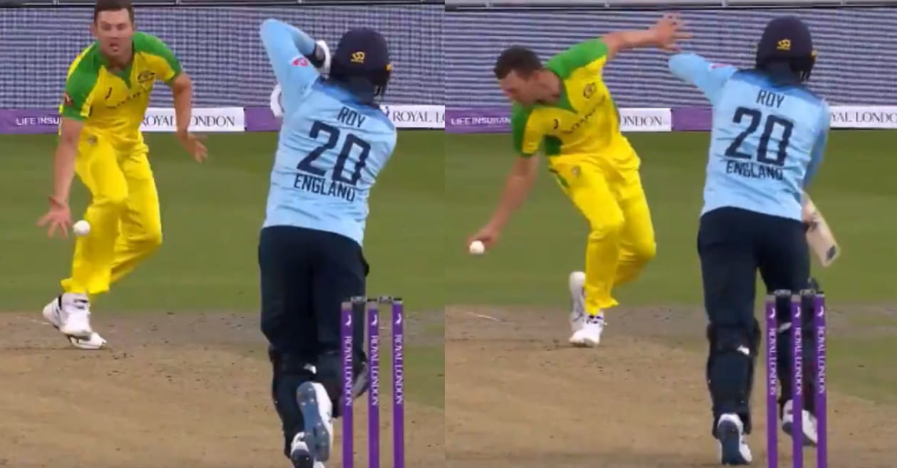 ENG vs AUS – WATCH: Josh Hazlewood takes an excellent catch on his follow-through to remove Jason Roy