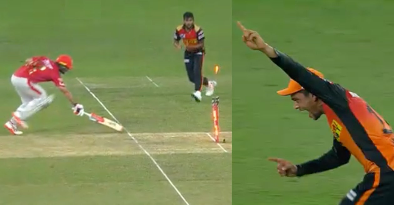 IPL 2020, SRH vs KXIP – WATCH: Priyam Garg hits the bullseye to dismiss Glenn Maxwell