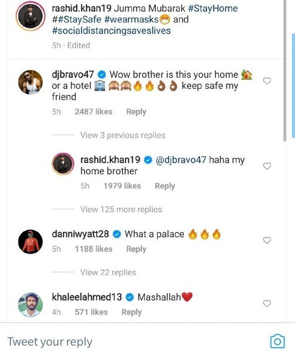 Rashid Khan's post comments