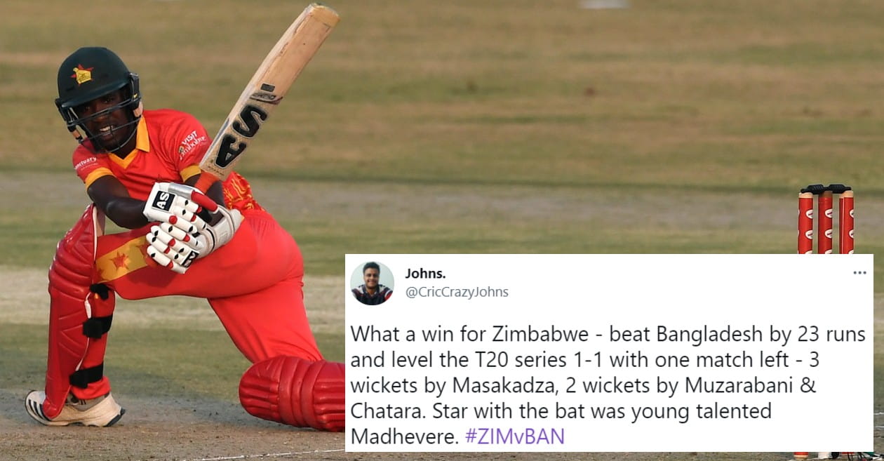 Twitter reactions: Wesley Madhevere stars as Zimbabwe level T20I series against Bangladesh