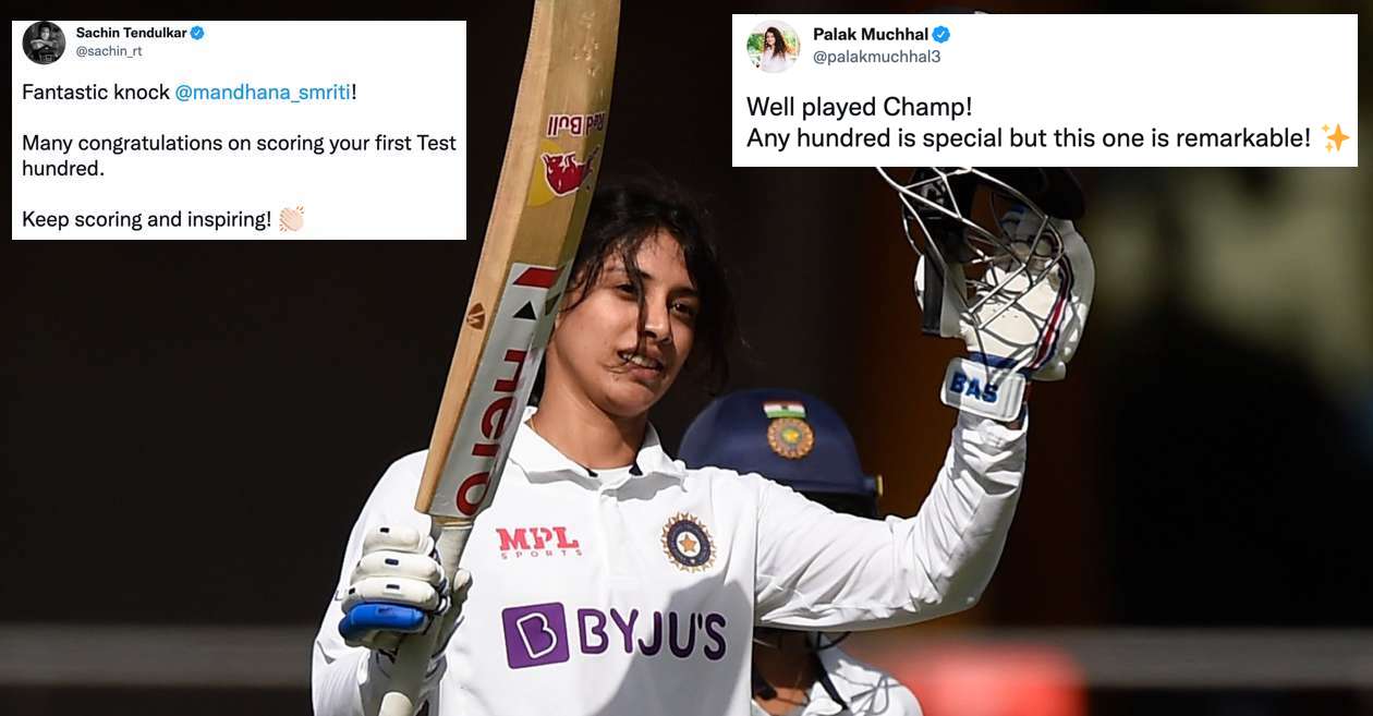 Sachin Tendulkar, R Ashwin and others congratulate Smriti Mandhana on becoming first Indian woman to score a ton in D/N Test