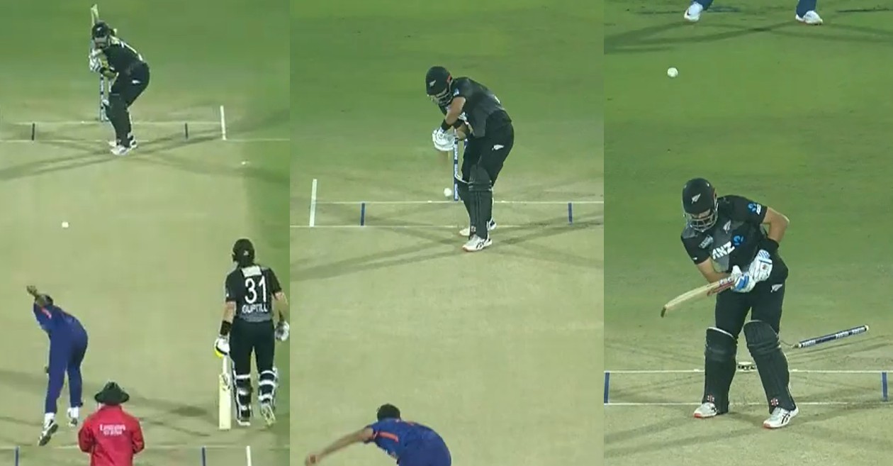 WATCH: Bhuvneshwar Kumar cleans up Daryl Mitchell with a terrific inswinger during IND vs NZ clash