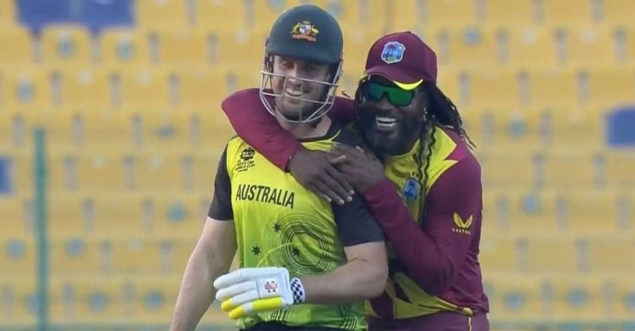 T20 World Cup: WATCH –Chris Gayle hugs Mitchell Marsh after dismissing him during WI vs AUS clash