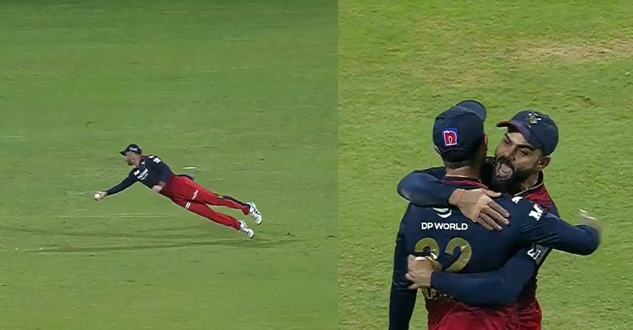 IPL 2022 [WATCH]: Glenn Maxwell takes a one-handed screamer to dismiss Shubman Gill in RCB vs GT clash