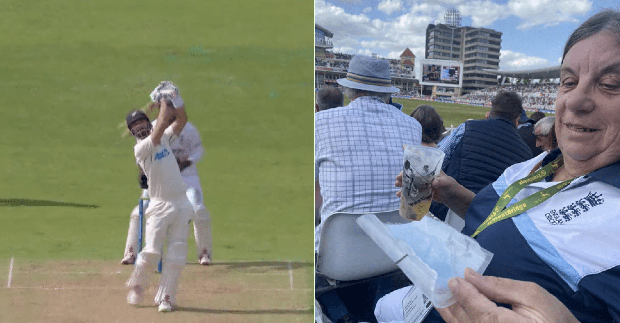 WATCH: Daryl Mitchell’s six breaks a fan’s glass of beer in Trent Bridge – ENG vs NZ 2022, 2nd Test