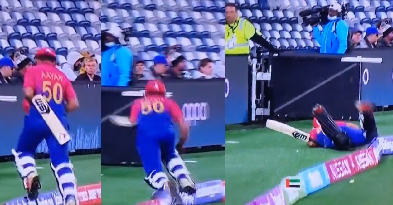 T20 World Cup: WATCH – UAE youngster Aayan Khan falls awkwardly during the match against Netherlands