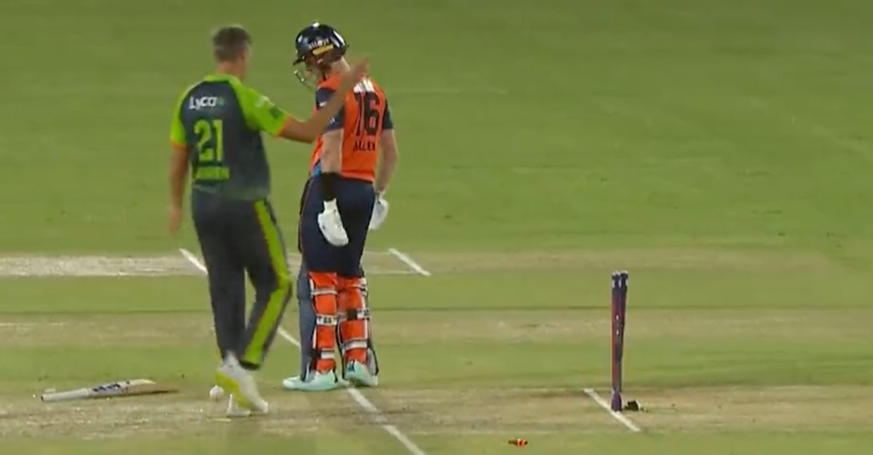 WATCH: Finn Allen fells short of his crease after a schoolboy error during MLC 2023 match