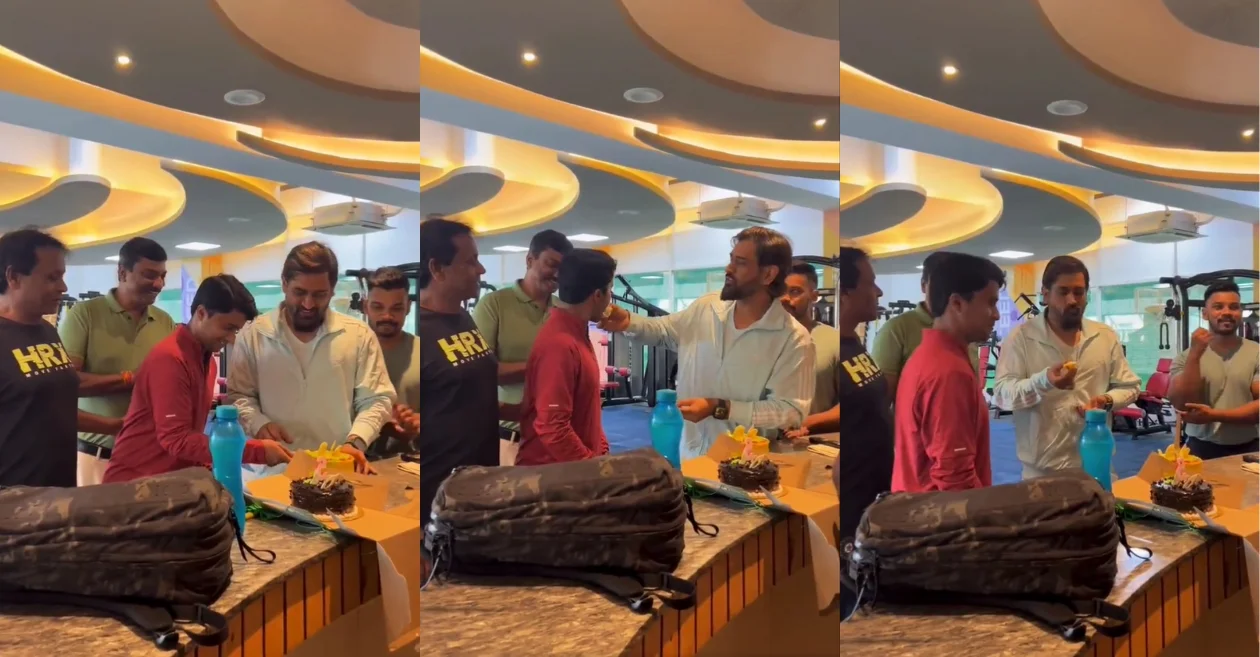 WATCH: MS Dhoni passes a witty ‘kaun kaun dieting pe hai?’ remark at his gym buddies during cake-cutting celebration