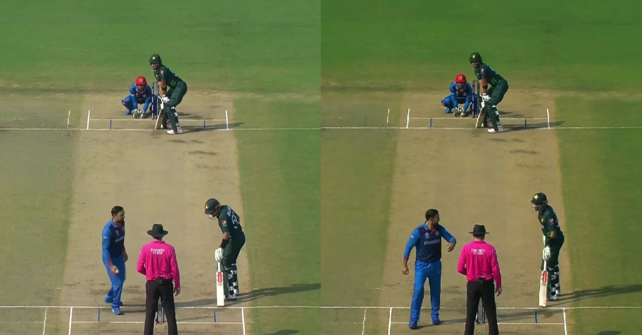 World Cup 2023 [WATCH]: Mohammad Nabi stops mid-action to warn Babar Azam for non-striker’s end run-out during PAK vs AFG clash