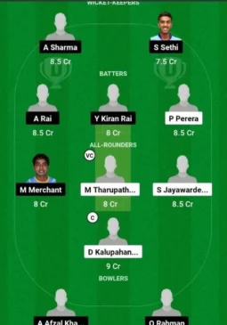 SL U19 vs UAE U19 Dream11 Team