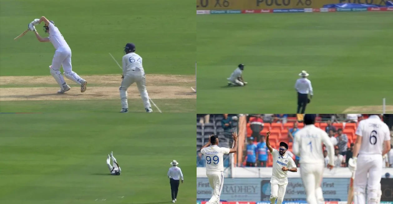 WATCH: Mohammed Siraj takes an incredible catch to dismiss Zak Crawley on Day 1 of Hyderabad Test – IND vs ENG