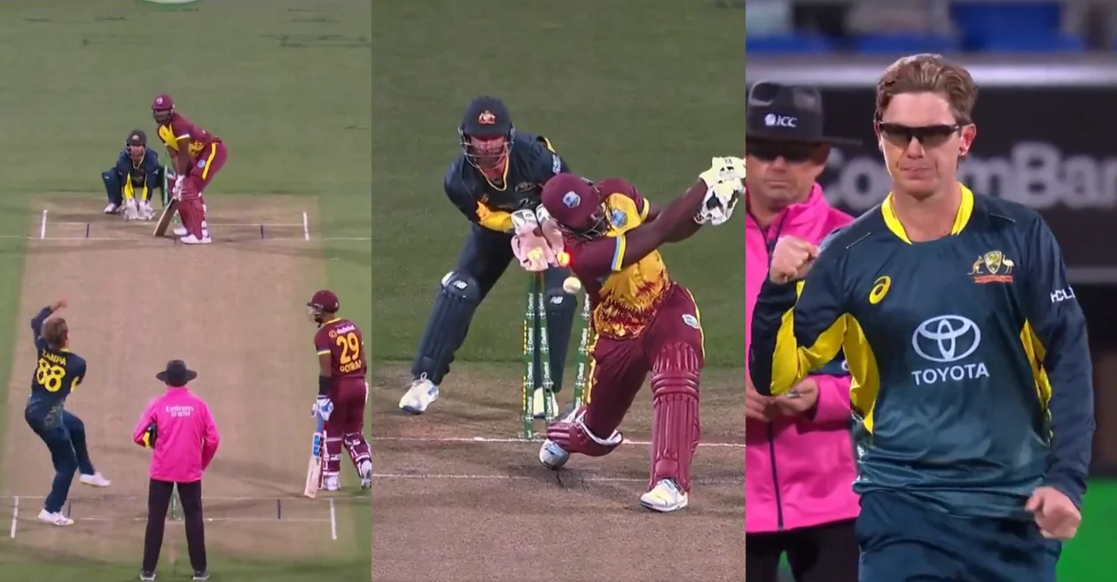 AUS vs WI [WATCH]: Adam Zampa outfoxes Andre Russell with a brilliant delivery during 1st T20I