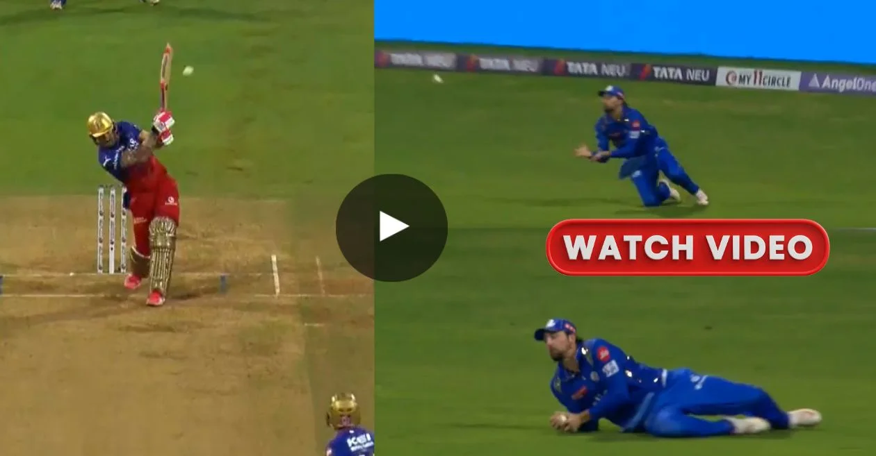 WATCH: Tim David takes a sensational catch to dismiss Faf du Plessis in MI vs RCB clash | IPL 2024