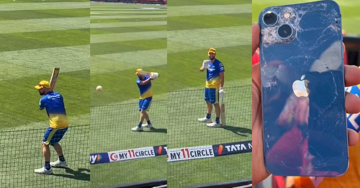 WATCH: Daryl Mitchell’s practice shot shatters a fan’s iPhone, CSK batter presents special gift in return | IPL 2024