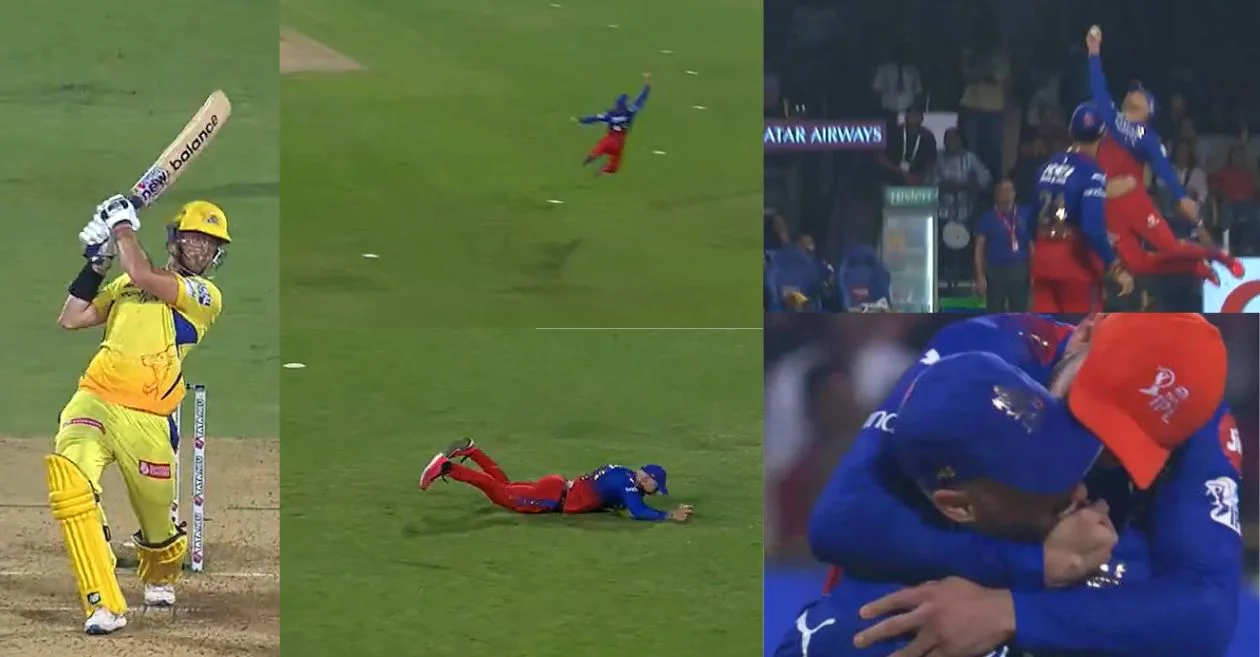 WATCH: Faf du Plessis plucks a one-handed screamer in RCB vs CSK clash; gets a kiss from Virat Kohli | IPL 2024