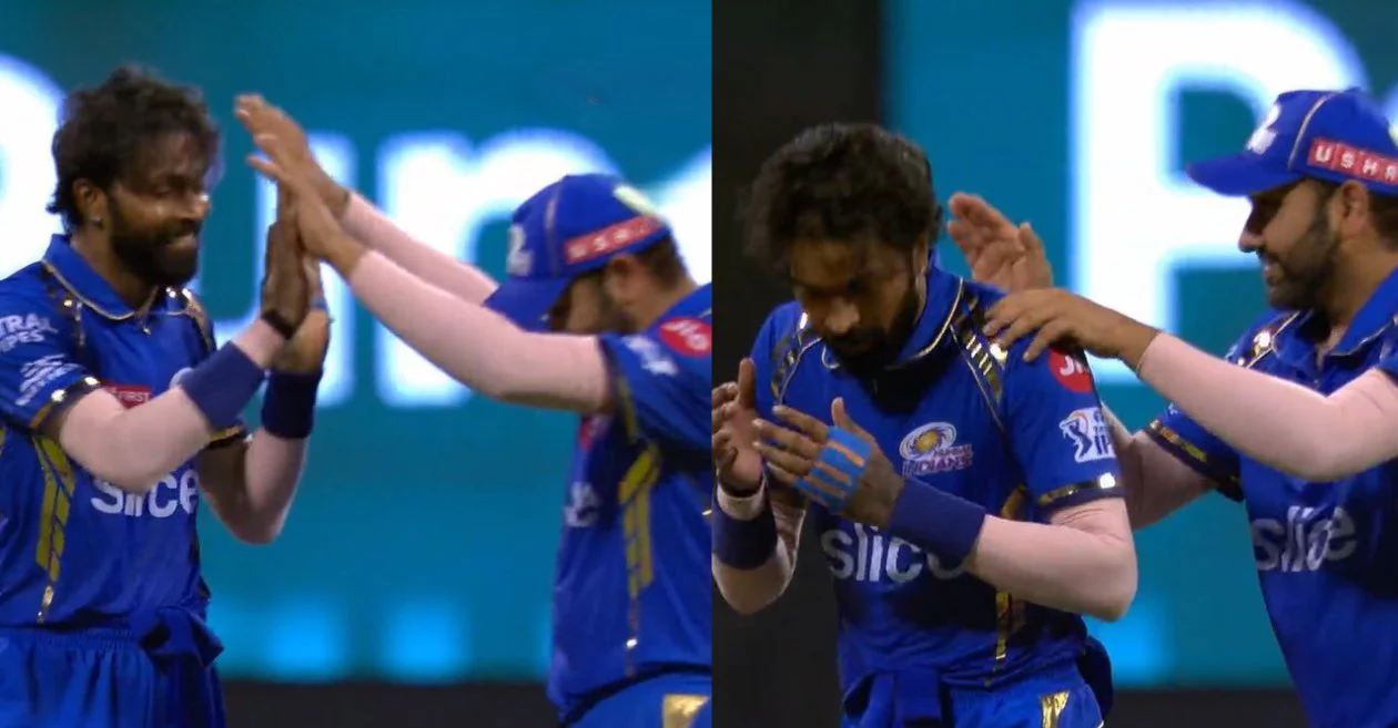 IPL 2024 [WATCH]: Rohit Sharma acknowledges Hardik Pandya with a pat on the back during MI vs SRH clash