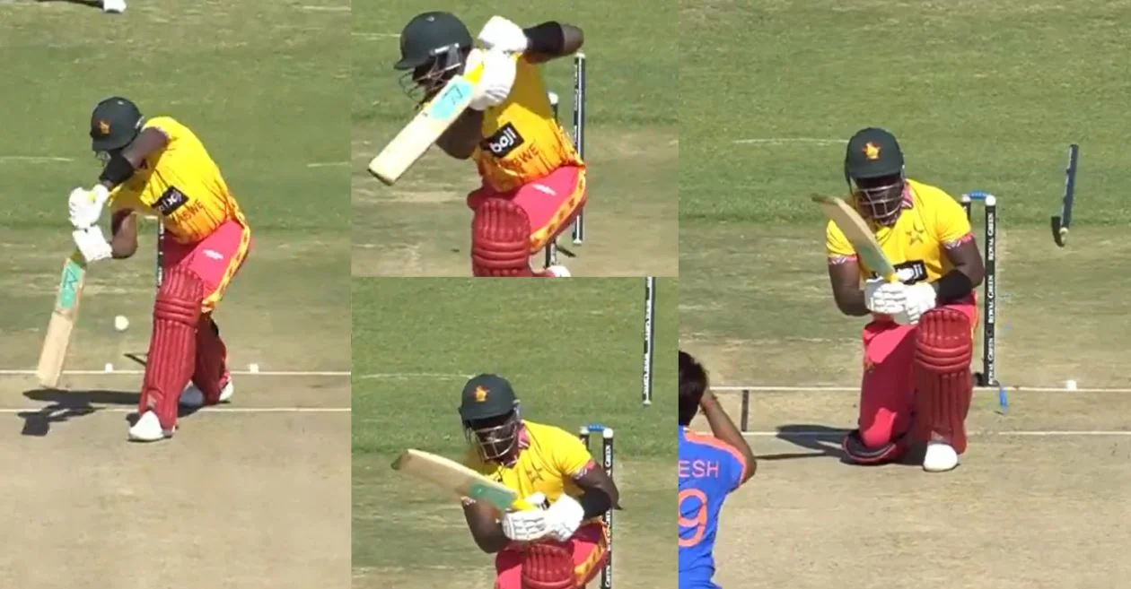 WATCH: Mukesh Kumar bowls a sharp in-swinger to send Innocent Kaia’s leg-stump for a walk in ZIM vs IND 1st T20I