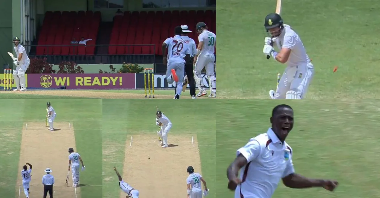 WI vs SA [WATCH]: Shamar Joseph claims Aiden Markram with a peach for his maiden home Test wicket | Day 1, 2nd Test