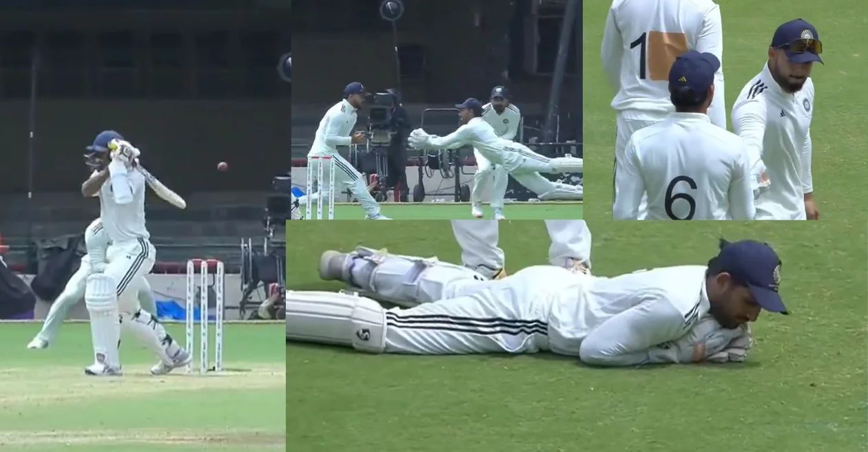 WATCH: Dhruv Jurel pulls off an unbelievable catch to dismiss Abhimanyu Easwaran in Duleep Trophy 2024