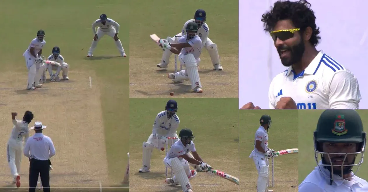 IND vs BAN 2024 [WATCH]: Ravindra Jadeja rattles Najmul Hossain Shanto’s stumps on Day 5 of the second Test