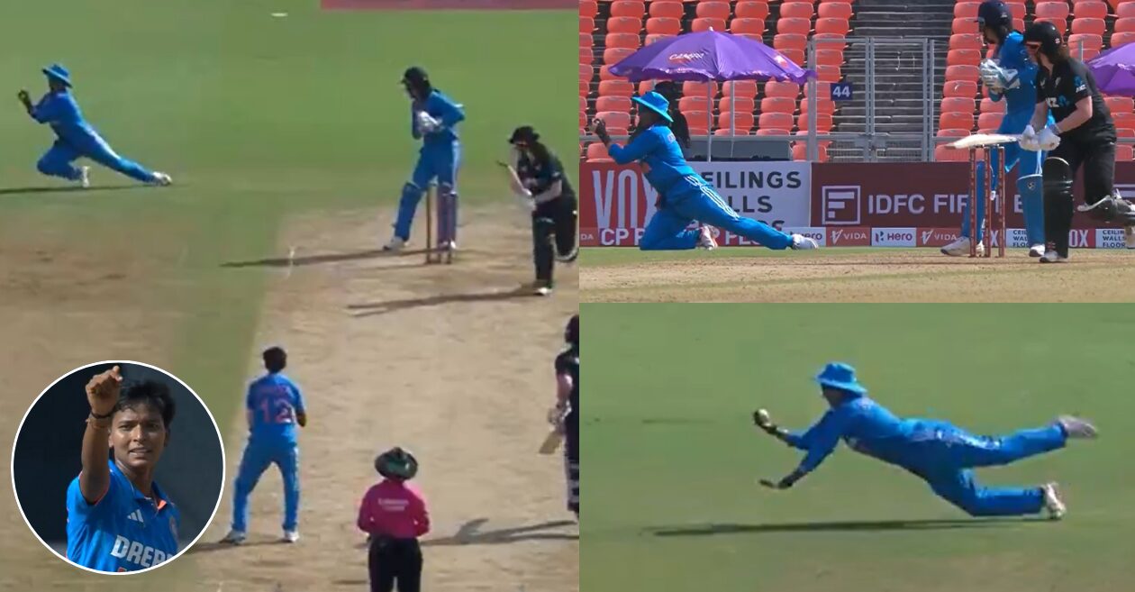 INDW vs NZW [WATCH]: Deepti Sharma pulls off a stunning catch in the slips to dismiss Georgia Plimmer