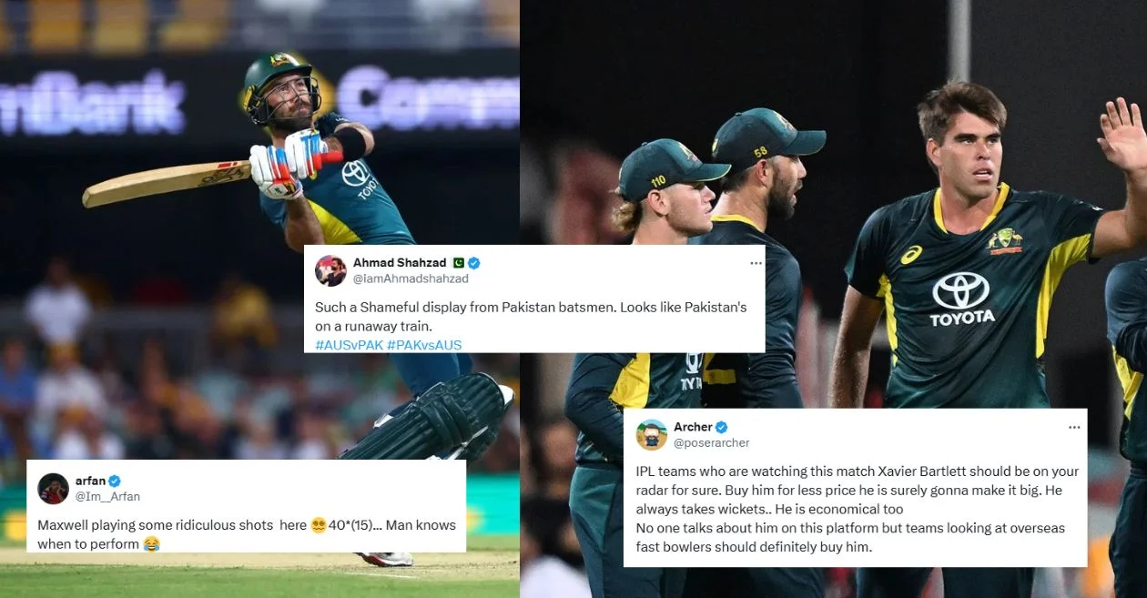 Twitter reactions: Glenn Maxwell, Xavier Bartlett star as Australia thrash Pakistan in a rain-hit 1st T20I | AUS vs PAK