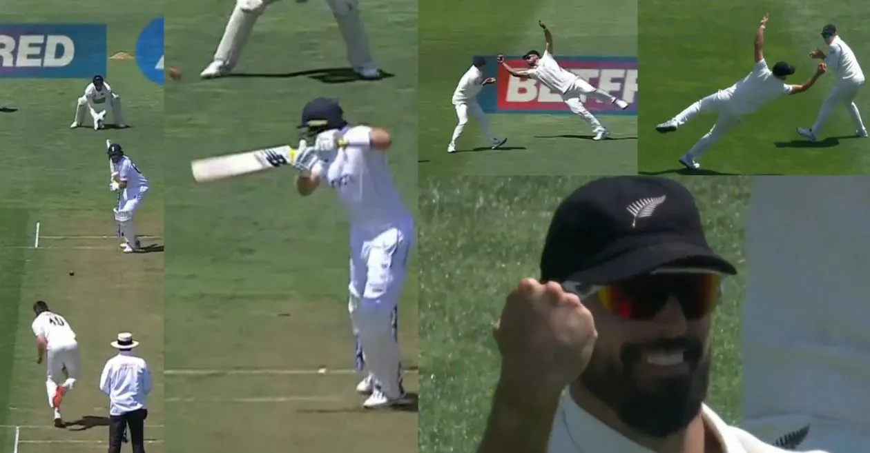 NZ vs ENG [WATCH]: Daryl Mitchell grabs a breathtaking one-handed stunner to dismiss Joe Root on Day 1 of the second Test