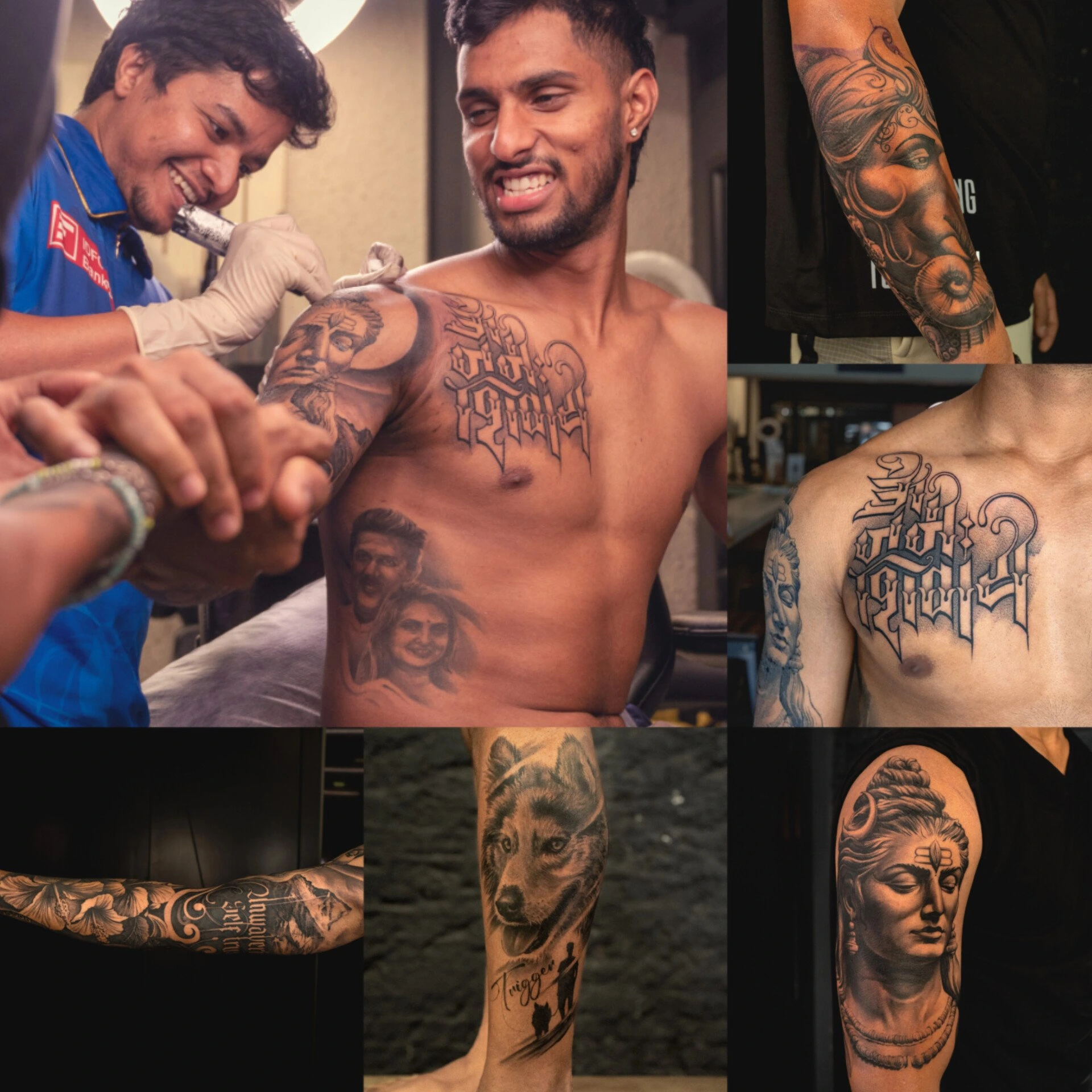 Tilak Varma displaying his tattoos