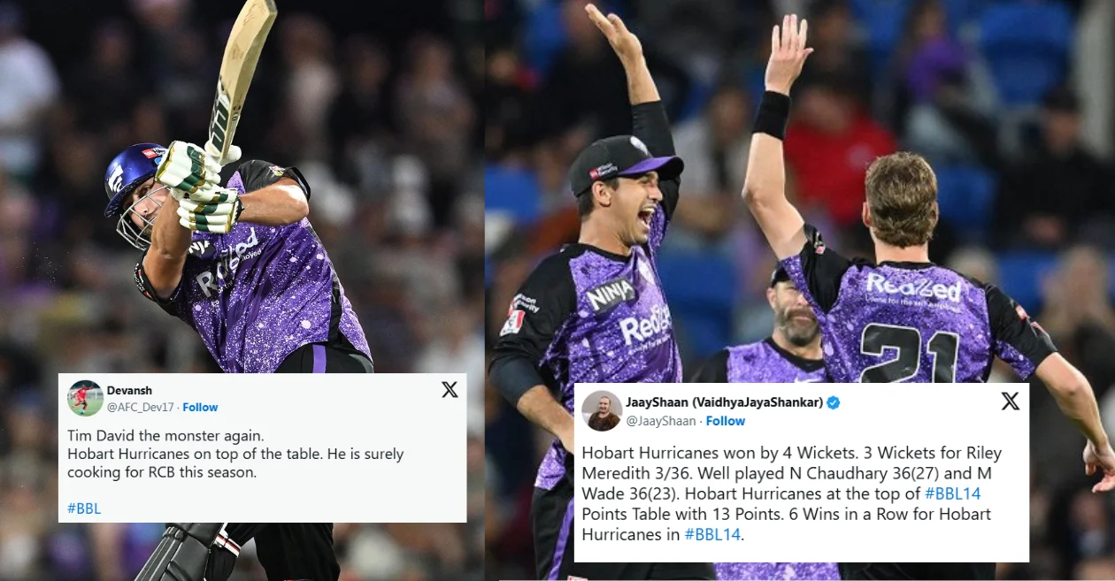 BBL|14 [Twitter reactions]: Tim David’s fiery finish guides Hobart Hurricanes to a thrilling last-over victory over Melbourne Renegades