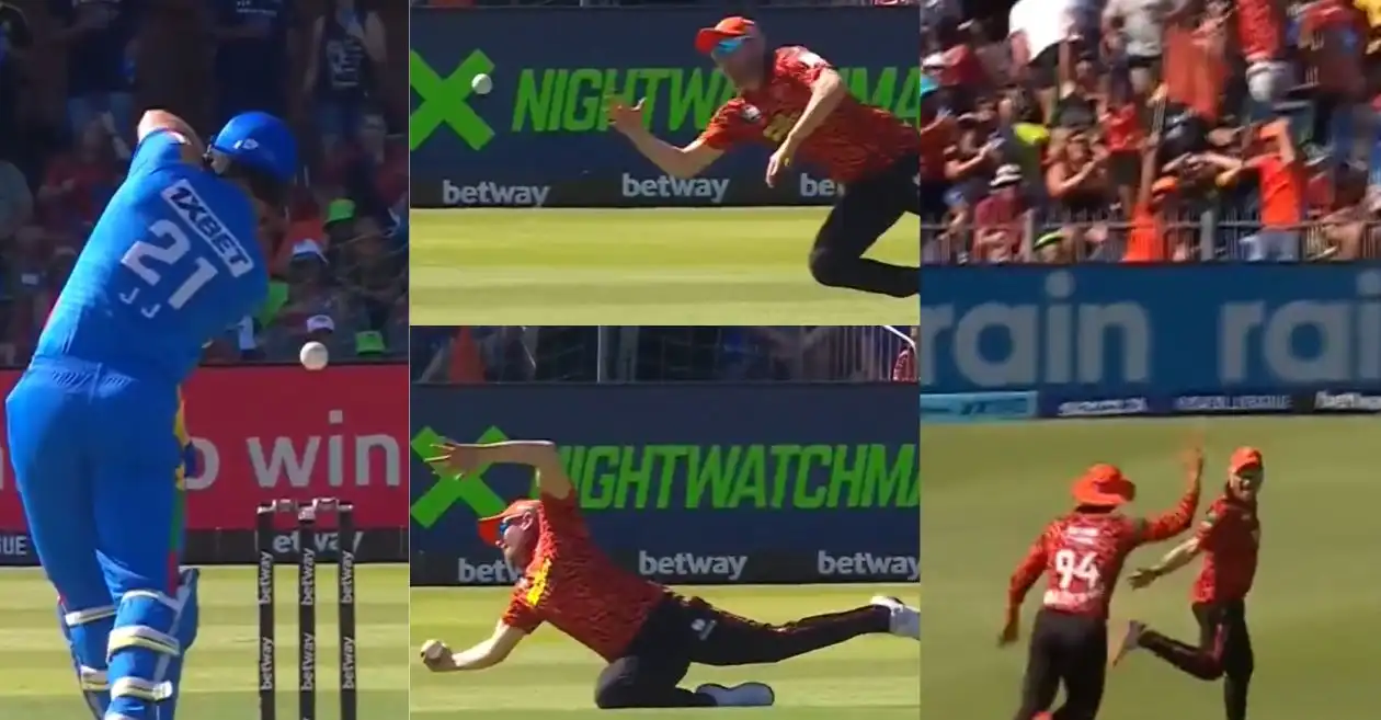 WATCH: Liam Dawson grabs a one-handed stunner to dismiss JJ Smuts in SA20 2025